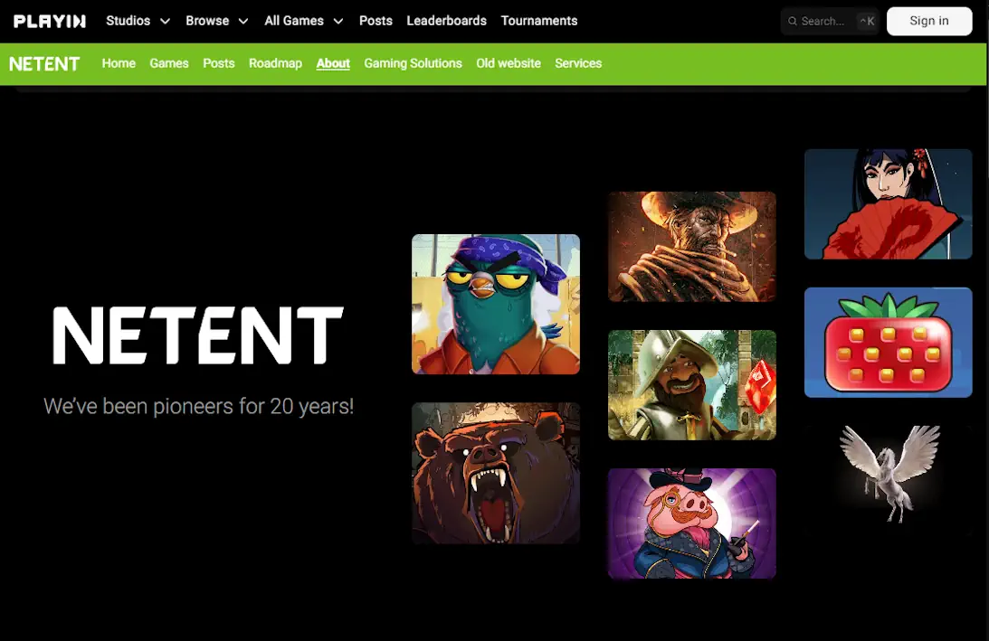 NetEnt About Screenshot